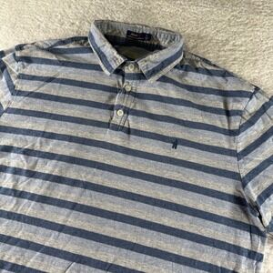Johnnie-O Baby Men's Blue Striped Golf‎ Polo Shirt Stretch Athletic Large